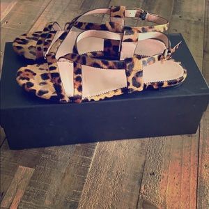 JCrew Leopard Calf Hair Sandals